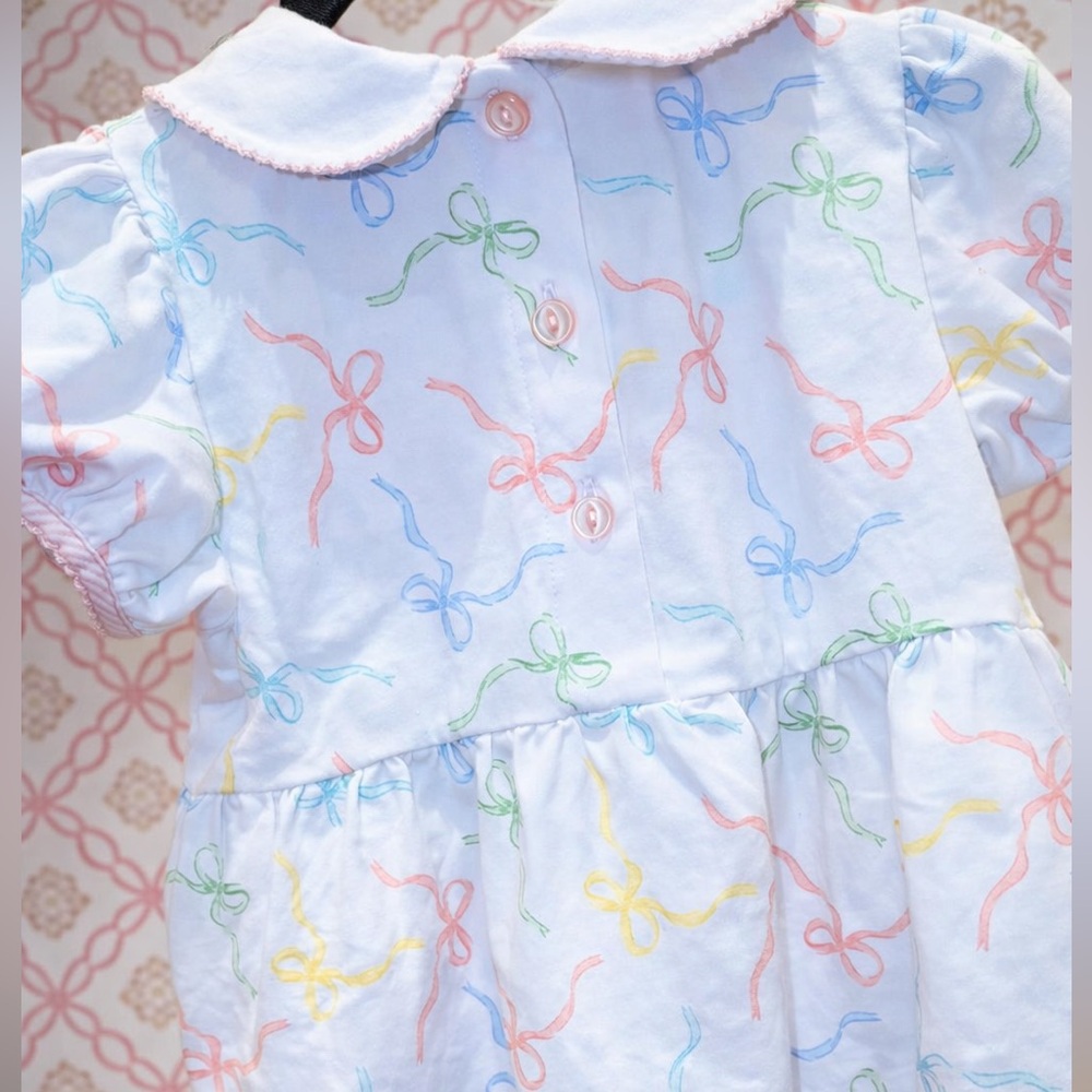 Shrimp & Grits Kids Serendipity Pastel Bows Bubble Peter Pan collar Size 3T - Picture 2 of 8